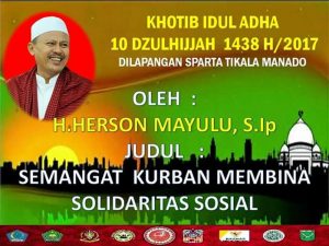 Herson Mayulu Khotbah Ied Adha di Lapangan Tikala